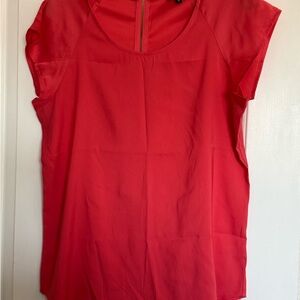 Express Red Cap-Sleeve Zip-Front Tank